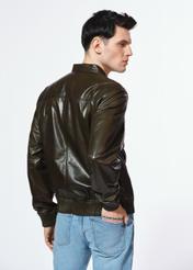 Skórzana kurtka męska khaki KURMS-0371-2855(W25)-05