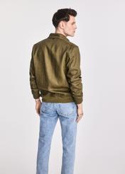 Lniana kurtka męska w kolorze khaki KURMT-0271-54(W25)-04