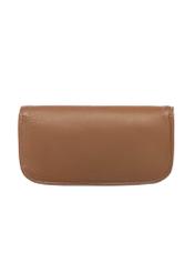 Skórzane etui w kolorze camelowym PORMS-0698-1D(W26), widok produktu z tyłu na białym tle.