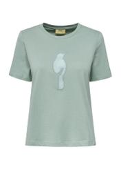 Miętowy T-shirt damski z logo TSHDT-0137-53(W25)-01