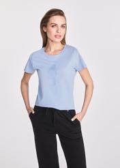 Błękitny t-shirt damski z logo TSHDT-0133-60(W25)-01
