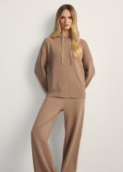 Bluza damska z kapturem w kolorze camelu BLZDT-0116-24(Z25)