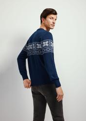 Granatowy sweter męski ze wzorem SWEMT-0146-68(Z24)-03