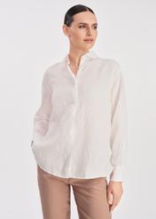 Biała koszula damska z lnu KOSDT-0163-12(W25)