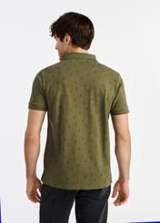 Koszulka polo khaki we wzory POLMT-0081-55(W25)-03