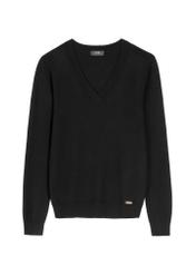 Czarny sweter z dekoltem V-neck SWEDT-0201-99(W26)