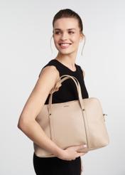 Beżowa elegancka torba damska TOREC-1017-81(W25)