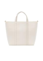 Kremowa skórzana torebka shopper TORES-1272-0B(W26), widok produktu z tyłu na białym tle.