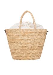 Słomkowa torebka damska shopper TOREC-0939-1E(W26), widok produktu z tyłu na białym tle.