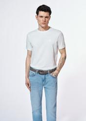 Biały T-shirt męski z bawełny TSHMT-0100-11(W25)-01