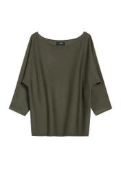 Bluzka damska w kolorze khaki BLUDT-0178-54(Z25), widok produktu od przodu na białym tle.