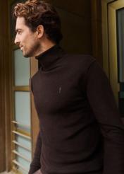 Sweter męski z golfem w kolorze czekoladowym SWEMT-0095B-90(Z25)