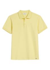 Żółta koszulka polo męska POLMT-0089-2B(W26), widok produktu z przodu na białym tle.