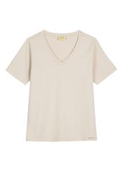 Jasnobeżowy T-shirt damski basic TSHDT-0120-1A(W26)