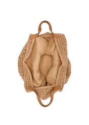 Beżowa słomkowa torebka shopper TOREC-1223-1E(W26) - widok produktu z góry, na białym tle. 