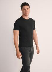 Czarny basic T-shirt męski  z logo TSHMT-0091-99(KS)