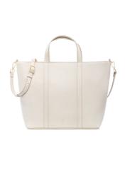 Kremowa skórzana torebka shopper TORES-1272-0B(W26), widok produktu z przodu na białym tle.