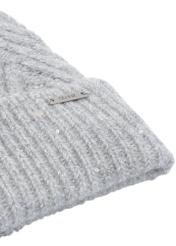 Szara czapka damska z pomponem CZADT-0175-91(Z24)-03