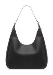 Czarna torebka damska shopper TOREC-1238-99(W26), widok produktu z tyłu na białym tle.