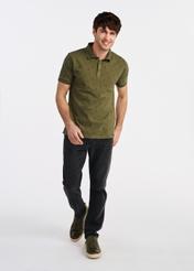Koszulka polo khaki we wzory POLMT-0081-55(W25)-02
