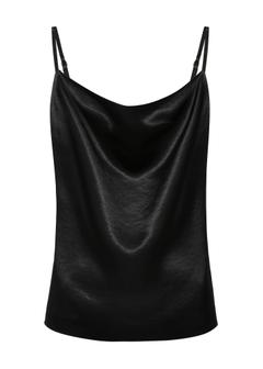 Czarna satynowa koszulka damska BLUDT-0190-99(W25)