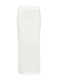 Biała dzianinowa spódnica midi SPCDT-0106-12(W25)