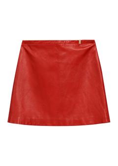 Czerwona skórzana spódnica damska mini SPCDS-0081-4B(W26)