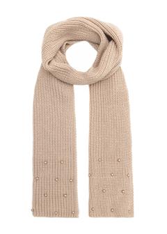 Beżowy szalik damski z wełną SZADT-0211-24(Z25)