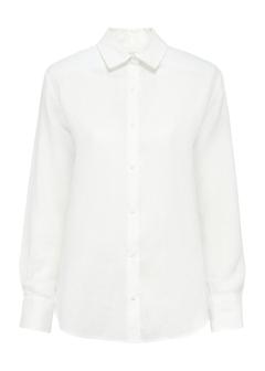 Biała koszula damska z lnu KOSDT-0163-12(W25)
