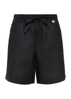 Lniane szorty damskie w kolorze czarnym SZODT-0013-99(W25)