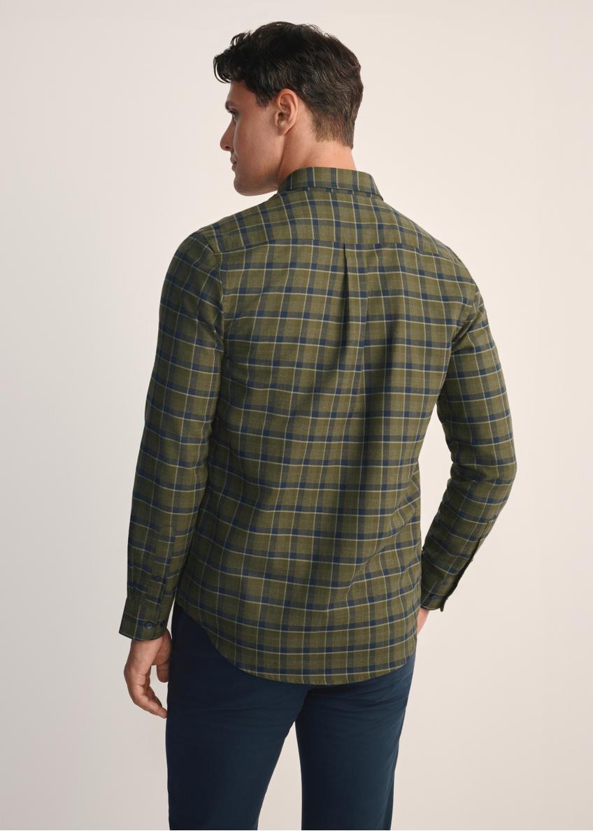 Koszula męska w kratę khaki KOSMT-0333-55(Z25)