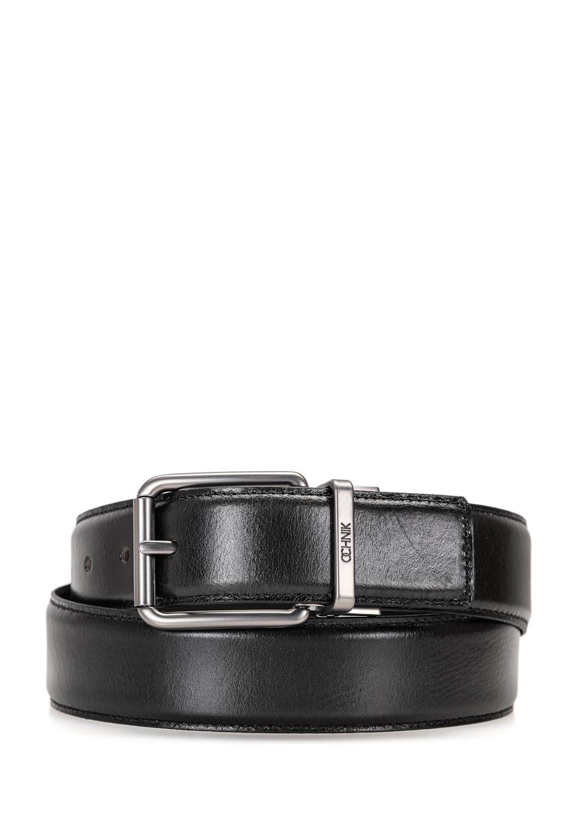 Czarny skórzany pasek męski PASMS-0262-99(W26)