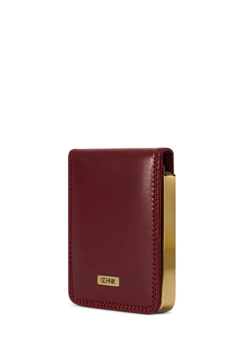 Skórzane bordowe etui na wizytówki PL-101-41(KS)