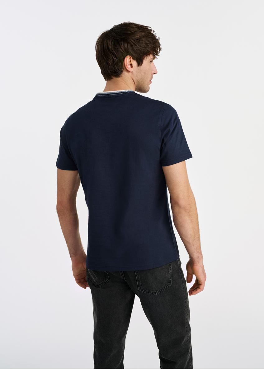 Granatowy T-shirt męski z bawełny TSHMT-0123-69(W25)