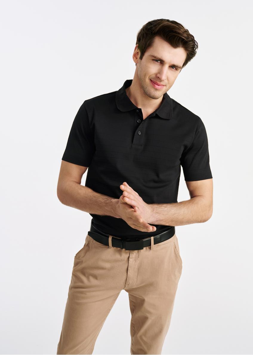 Bawełniana czarna koszulka polo POLMT-0076-99(W25)-01