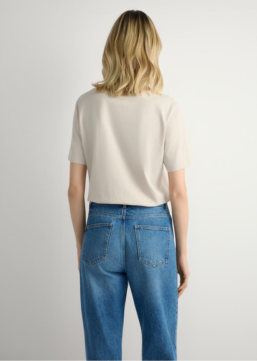 Jasnobeżowy T-shirt damski basic TSHDT-0120-1A(W26)