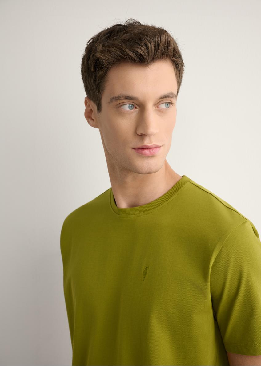 Oliwkowy T-shirt męski TSHMT-0120-8E(W26)