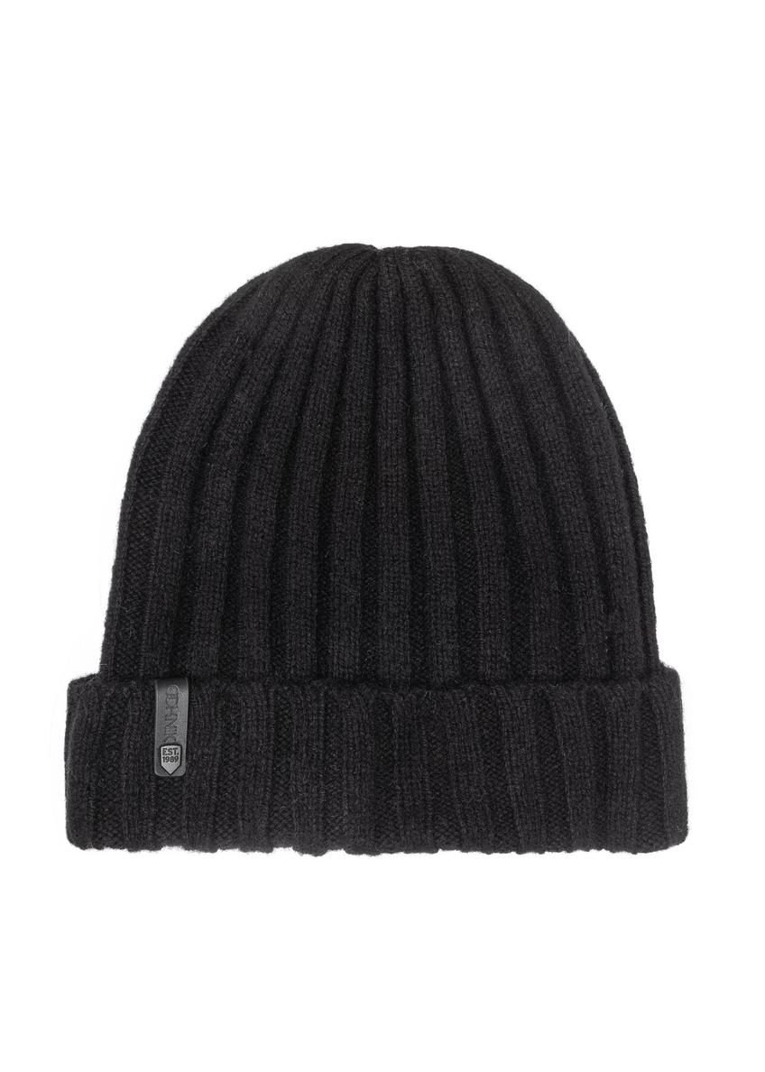 Czarna wełniana czapka męska CZAMT-0033-99(Z25)