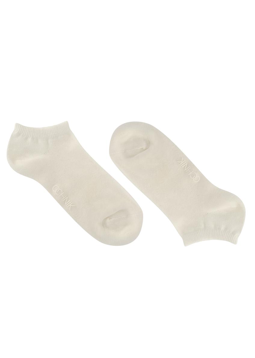 Krótkie kremowe skarpety damskie SKADT-0053B-0B(W26), widok produktu z boku na białym tle.