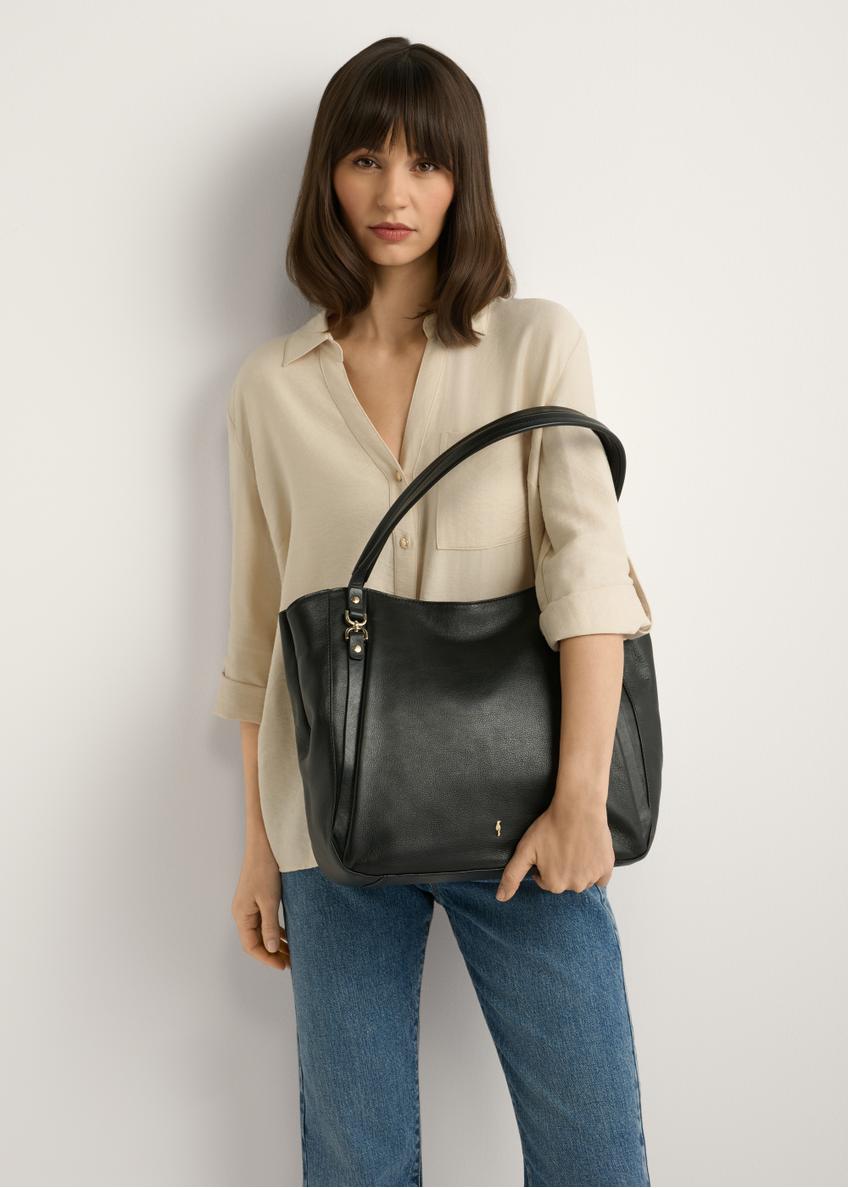 Czarna skórzana torebka shopper TORES-1223-99(W26)