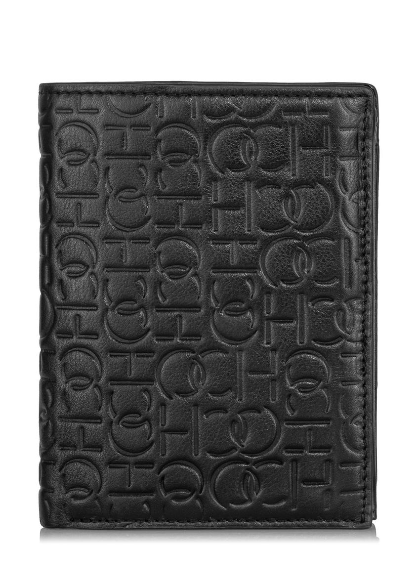Skórzany czarny portfel męski z monogramem PORMS-0600-98(Z23)-01