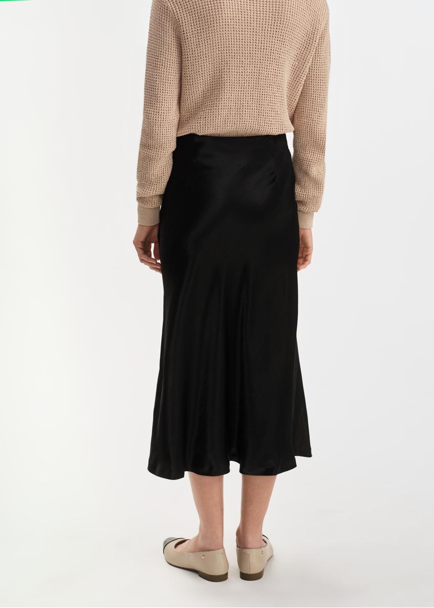 Czarna satynowa spódnica midi SPCDT-0105-99(W25)