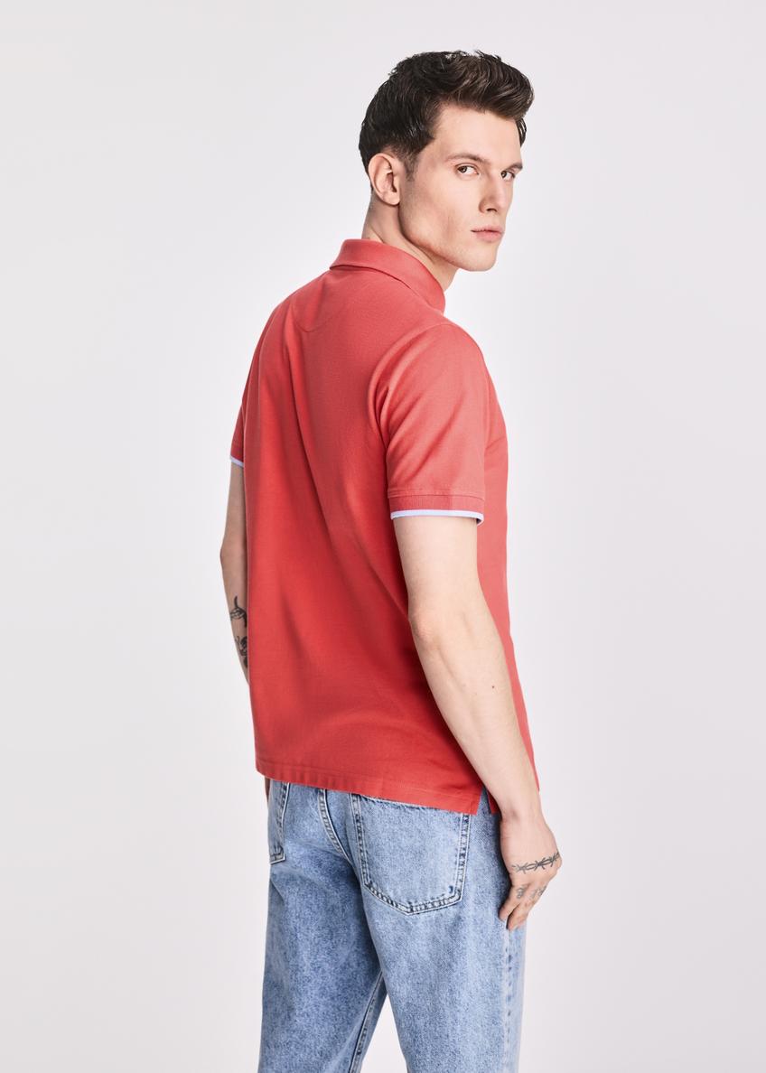 Koralowa koszulka polo męska z bawełny POLMT-0045B-18(W25)