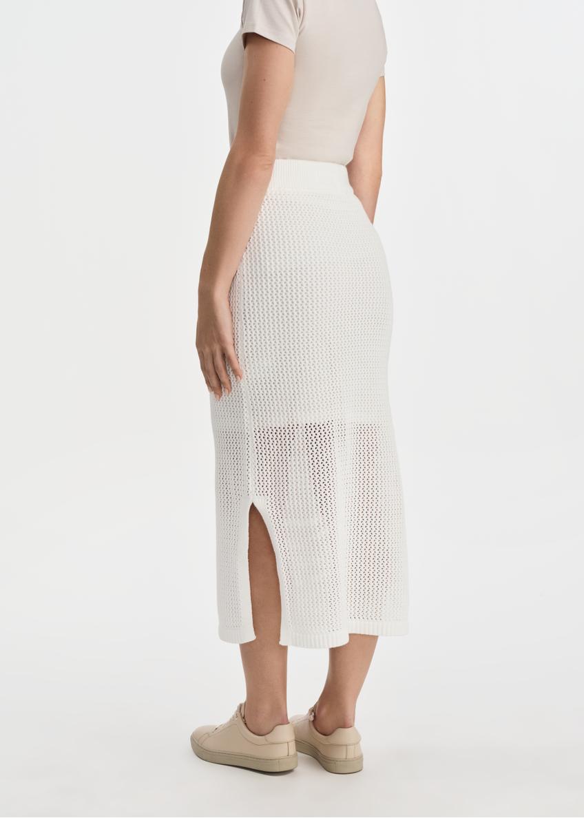 Biała dzianinowa spódnica midi SPCDT-0106-12(W25)