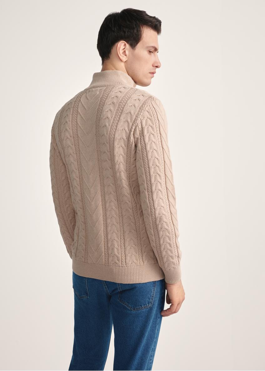 Beżowy sweter męski z suwakiem SWEMT-0180-81(Z25)