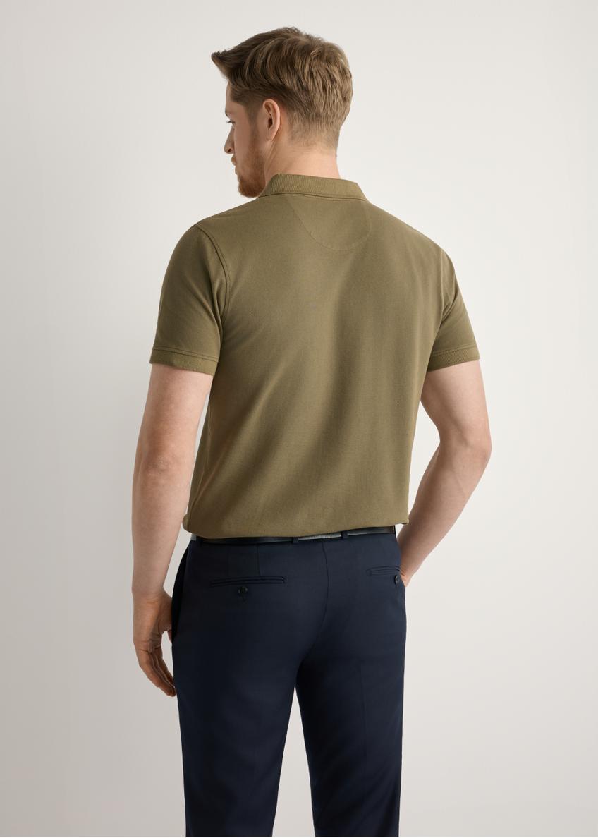 Męska koszulka polo w kolorze khaki POLMT-0055A-8D(W26)