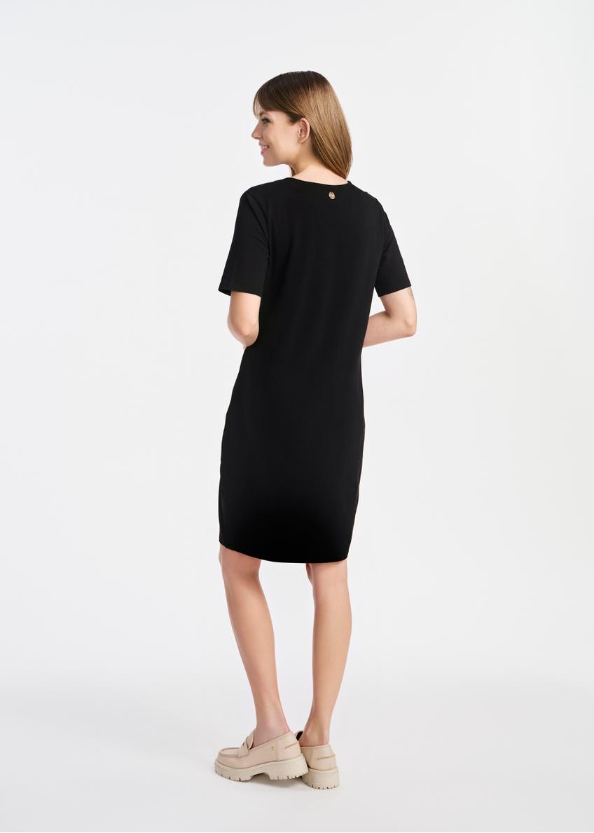Krótka bawełniana czarna sukienka SUKDT-0185-99(W25)