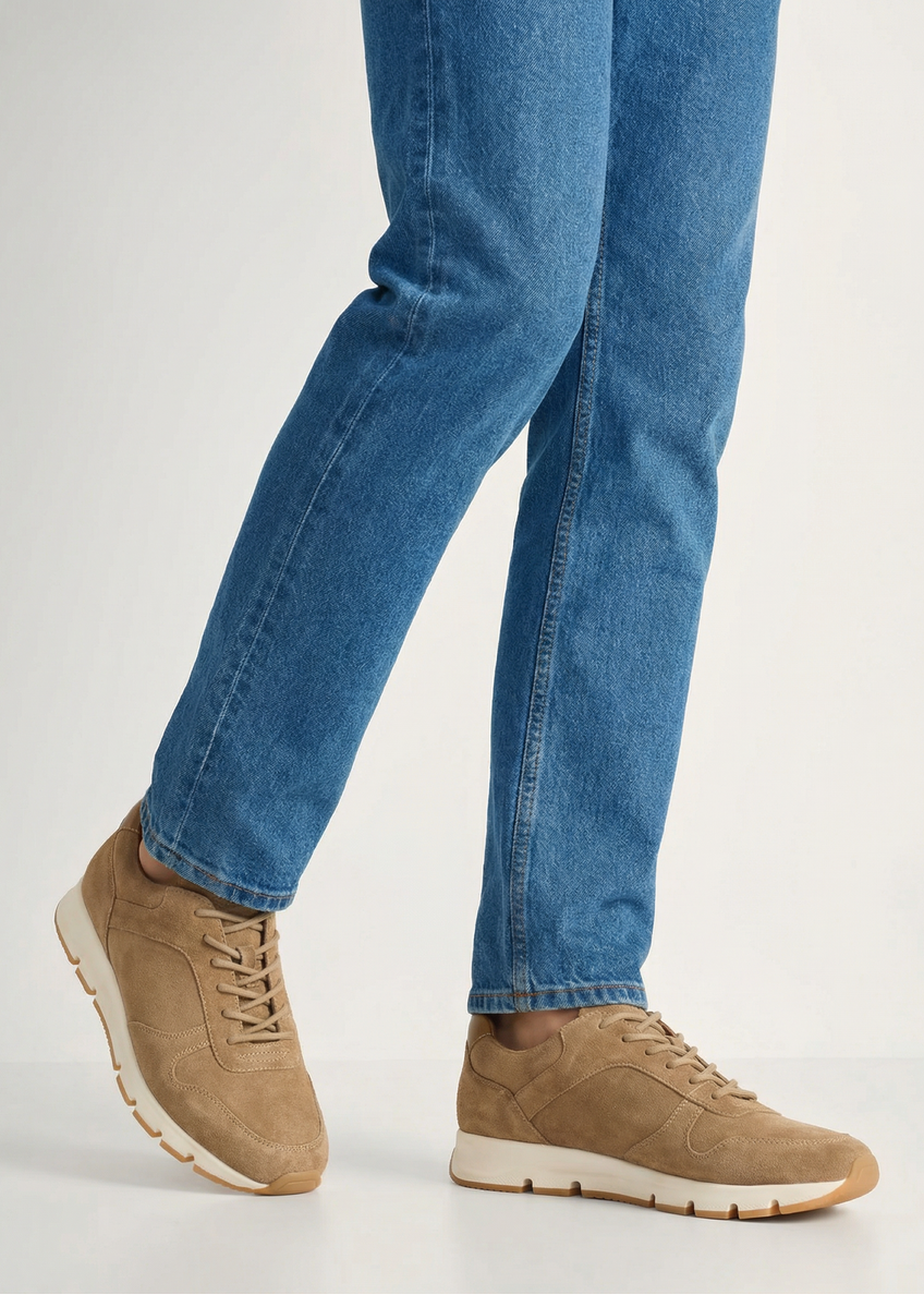 Zamszowe buty męskie w kolorze beżowym BUTYM-0541-1B(W26)