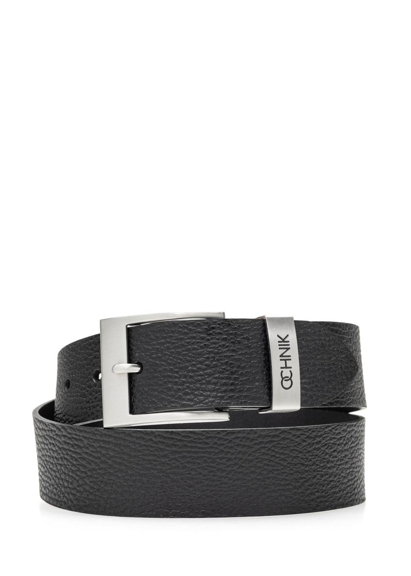 Skórzany pasek męski w kolorze czarnym PASMS-0274-99(Z25)