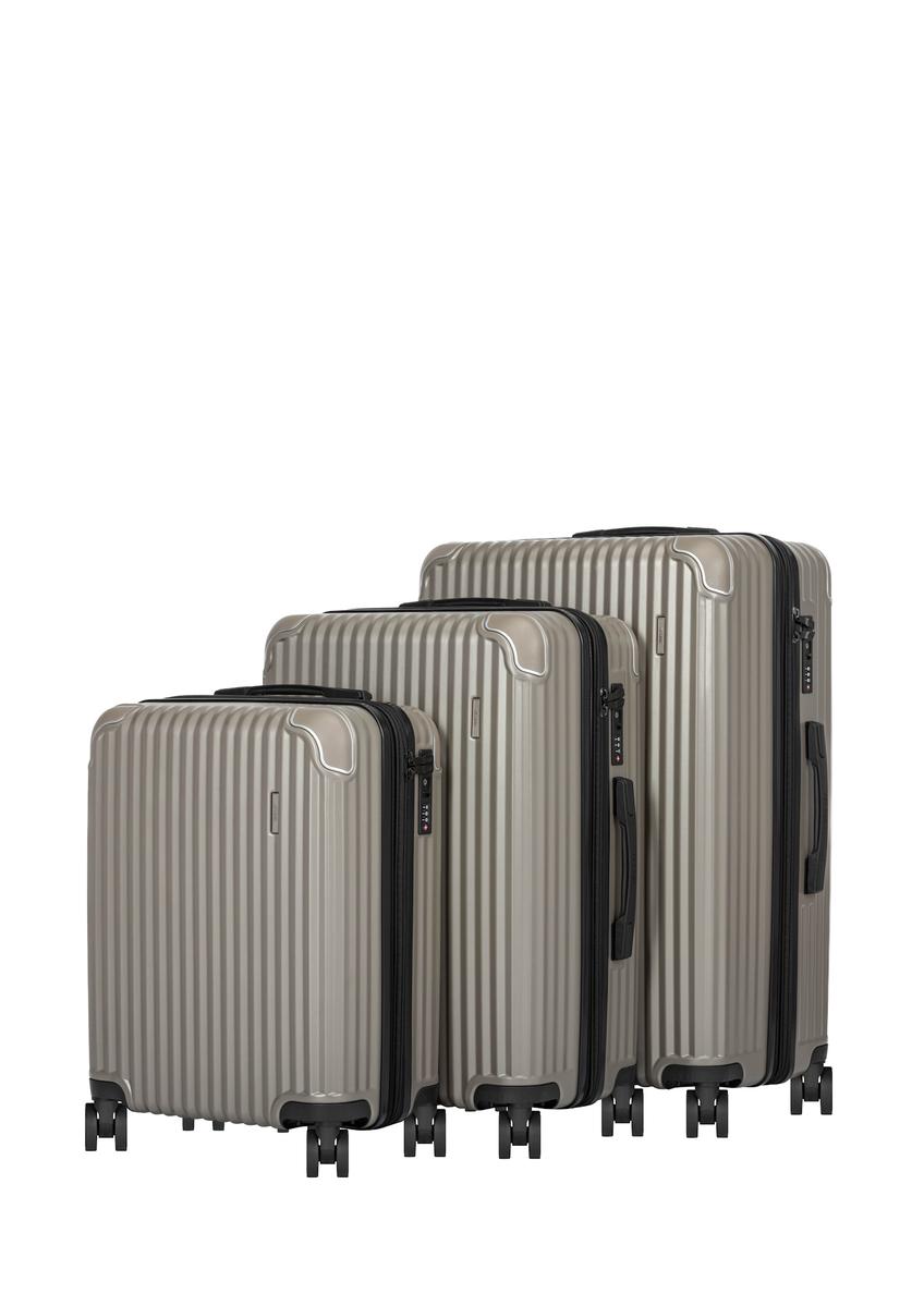 Komplet walizek twardych na kółkach 19"/24"/28" WALAB-0073-2X(W26), widok produktów skosem na białym tle.